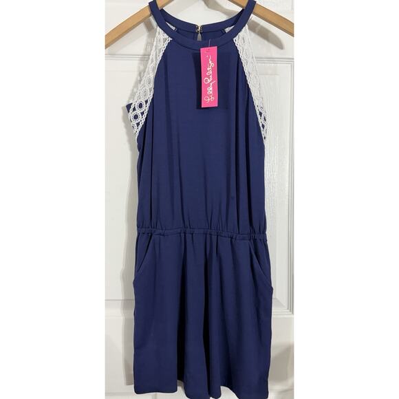 NEW Lilly Pulitzer Women’s True Navy Blue LALA Romper Shorts Size XS NWT $128 - Picture 1 of 2